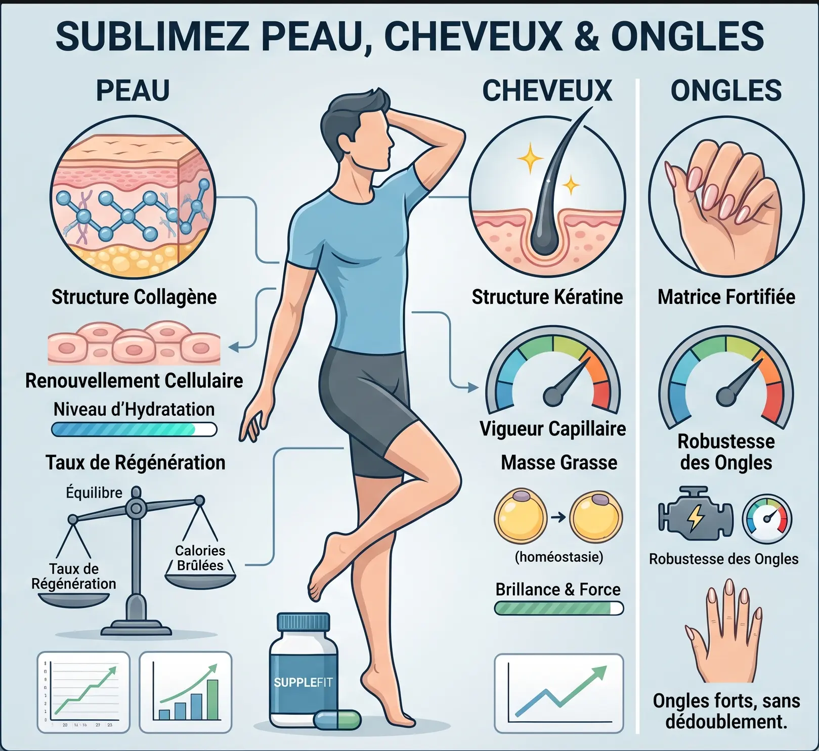 Complément Supplefit pour la beauté de la peau, des cheveux et des ongles